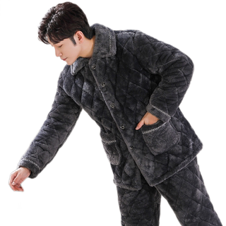 Winter quilted pajamas for men, thickened and velvet home clothes