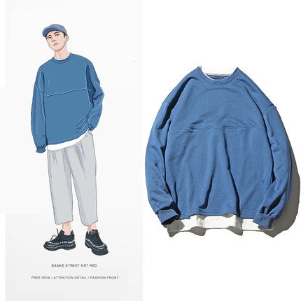 秋冬季韩版纯色潮男卫衣假两件加绒加厚青年运动休闲ulzzang外套-tmall.com天猫 秋冬季韩版纯色潮男卫衣假两件加绒加厚青年运动休闲ulzzang外套-tmall.com天猫