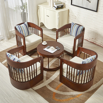  New Chinese-style sales office negotiation table and chair combination Simple modern business reception sofa seating area One table and four chairs