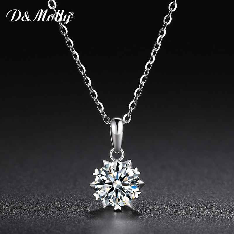 Imported Mosanite pendant 1 carat D - colored diamond simple snowflake pendant 18k platinum