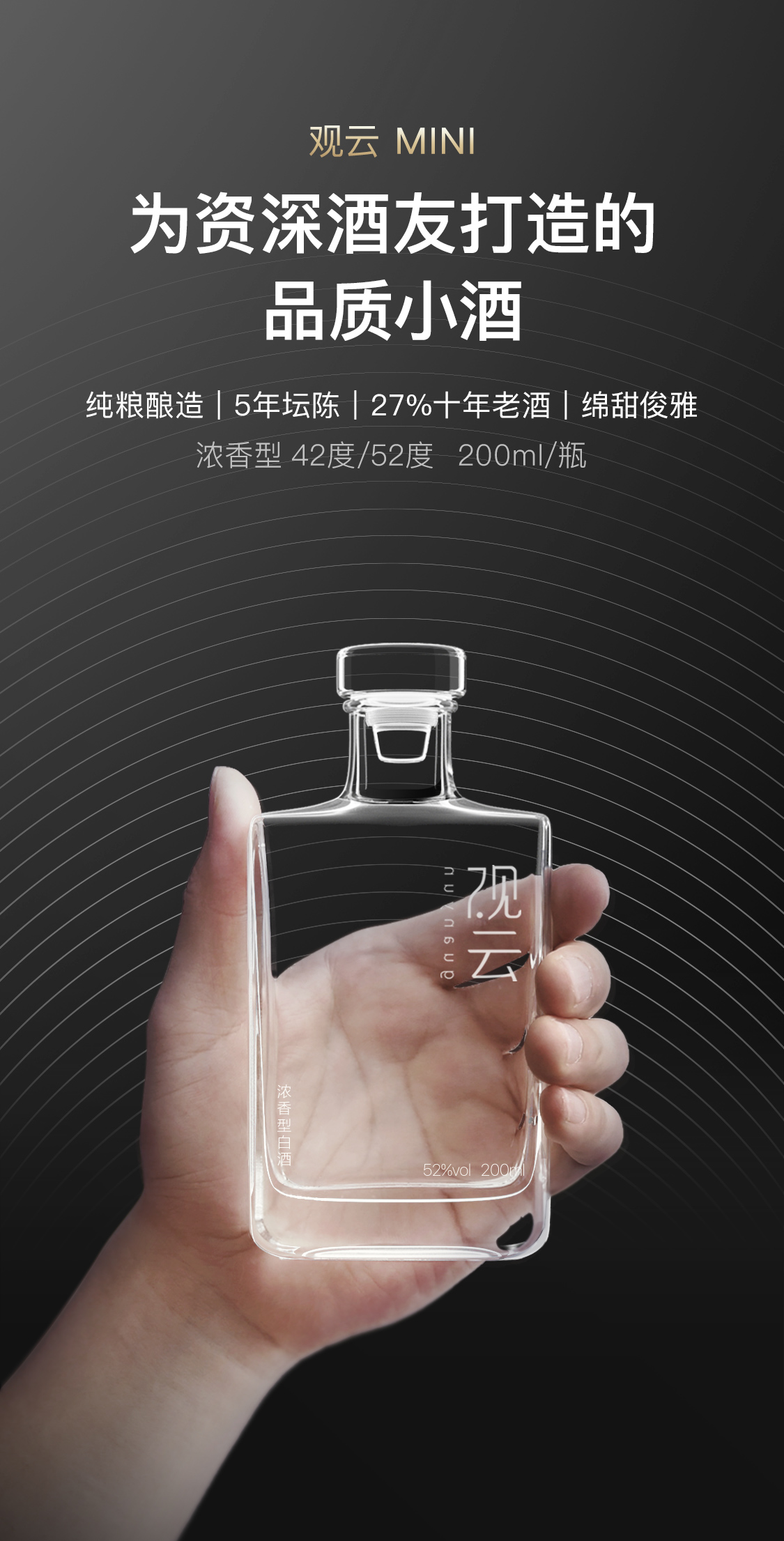 一带一路外事活动专用酒 观云 MINI 42/52度 5年坛陈浓香型白酒 200ml 图2