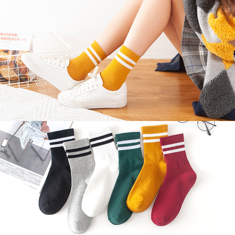 5 đôi mùa thu và mùa đông đôi kim dày lên tất nữ ống cotton vớ sinh viên nữ cotton Nhật Bản vớ gió đại học tất nike chính hãng