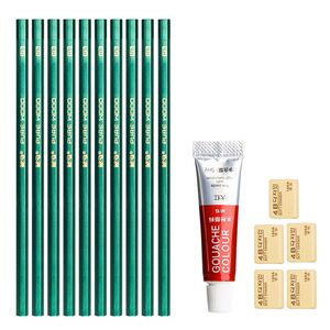 晨光10支铅笔+1支水彩颜料