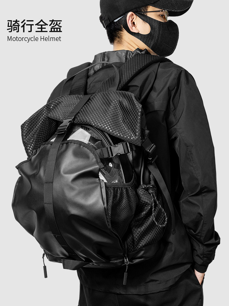 Commuting Cycling Backpack, Motorcycle Helmet Bag, Full-Face Helmet Backpack, Men's Functional Waterproof Large-Capacity Travel Computer Bag