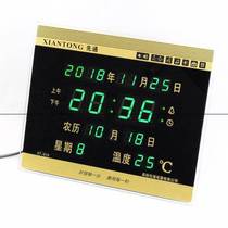 Wall calendar LCD vintage electronic clock Digital wall-mounted perpetual calendar multifunctional 2019 living room quartz clock design