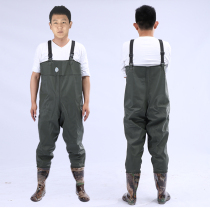 Lotus root wader half thickened black male fishing equipment jumpsuit pants ultra-light warm blue water pants leather fork