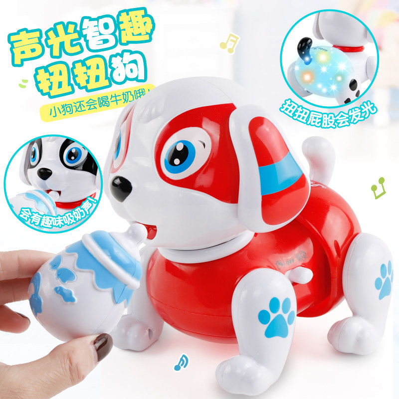 Smart electric twisted dog toy baby learning crawling breastfeeding bottle music storytelling electric puppy 1-3 year old baby
