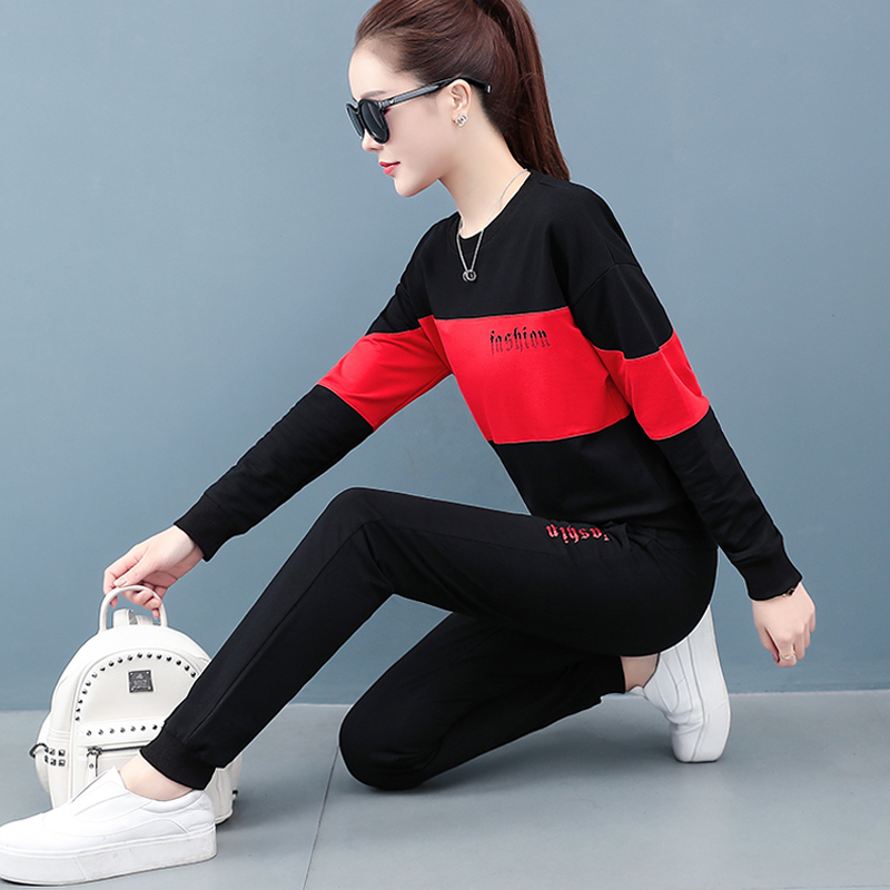 Pure Cotton Display Slim Casual Sports Suit Woman 2022 New spring and autumn Korean version Fashion easing large size Two sets first