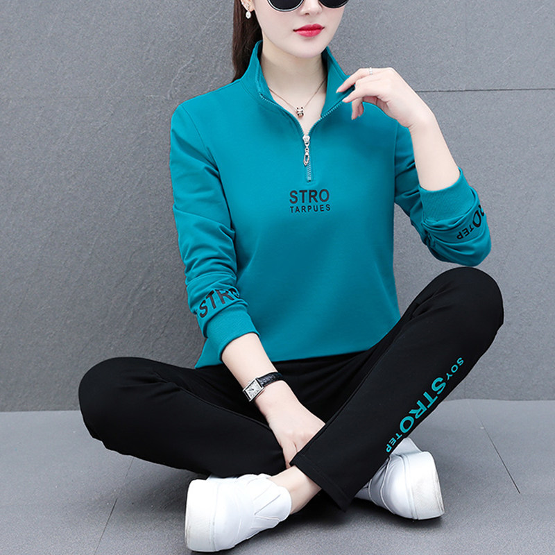 Sports Suit Women's Spring Autumn Season 2022 New Brands Fashion Relaxation Foreign Pie's Tide Cards Casual Wear two sets