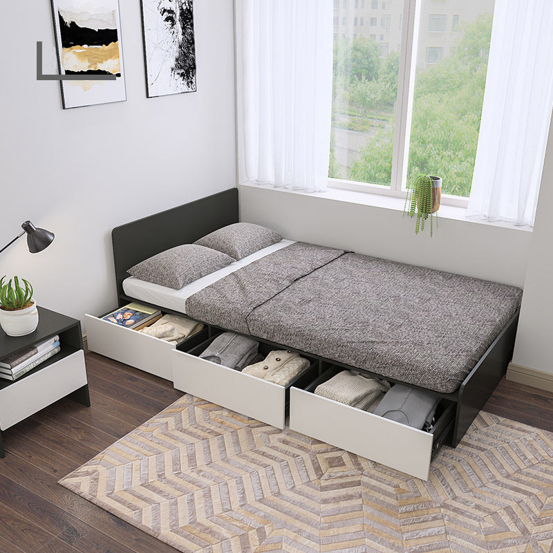 Buy Nordic bedroom storage bed 1.2 m0 board single drawer bed solid