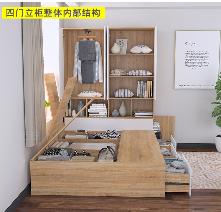 Tatami giường hiện đại lưu trữ tủ quần áo nhỏ gọn một bedroom apartment nhỏ 1,2 m 1,5 m giường kết hợp của tủ tùy chỉnh - Giường các mẫu giường đẹp