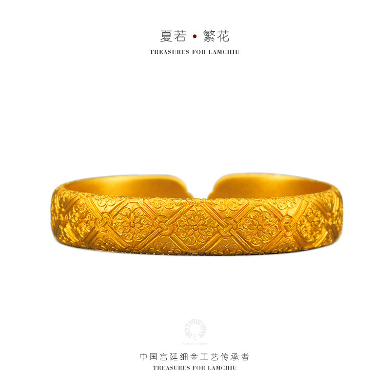琳朝新款古法手工黄金手镯：足金传承，花丝镶嵌，个性收藏的终极选择！-细金工艺定价黄金手镯-淘宝百科网