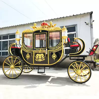 Customized imperial horse carriage European carriage hotel Exhibition Hall commercial decoration wedding carriage rental can be changed to electric