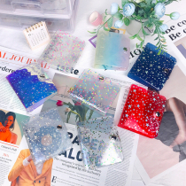 Mini 3-hole loose-leaf book laser transparent cute Korean ins wind chasing stars small hand book with sound notebook shell