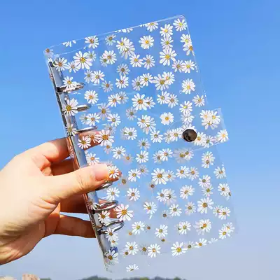 Korean ins wind small daisy a6 six-hole loose-leaf book small fresh girl heart simple transparent PVC color 6-hole clip
