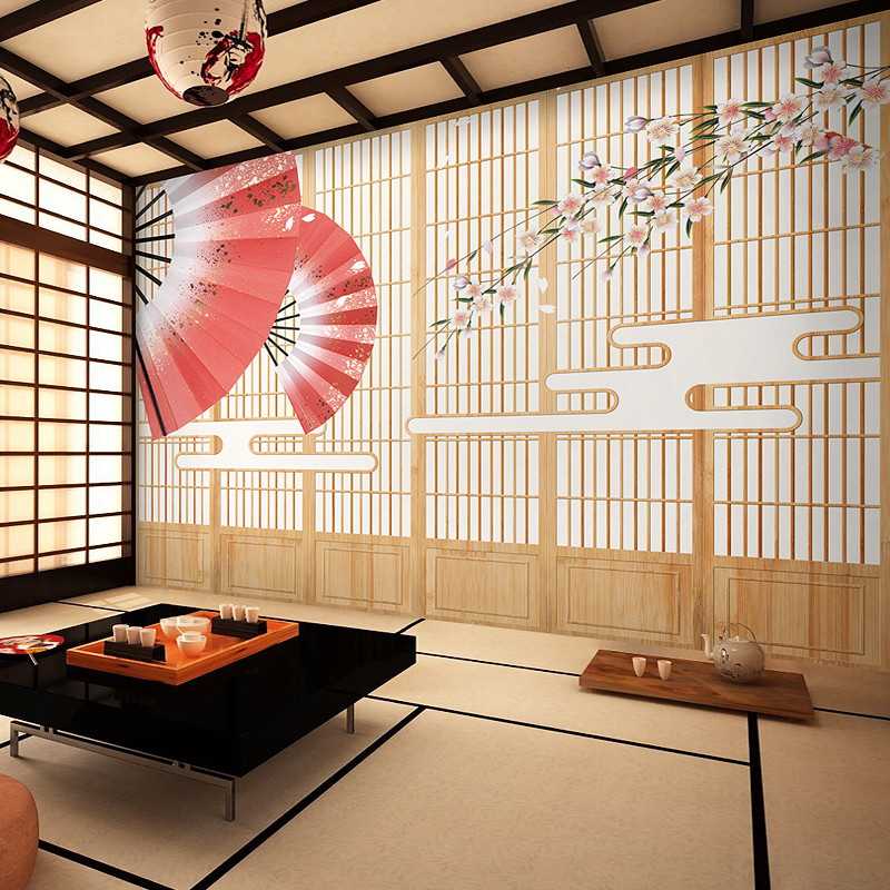和風日式風格壁紙復古和室仿木門壁紙日本壽司料理店飯廳包間牆布