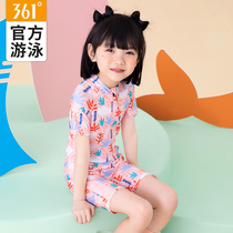361 childrens swimsuit girls small medium and large children swimsuit one-piece flat angle print 2022 new hot spring swimsuit