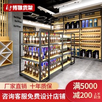 Tobacco Hotel Wine Cabinet Shelf Supermarket High-end Red Wine Display Cabinet Steel Wood Chateau Liquor Wine Display Cabinet Customization