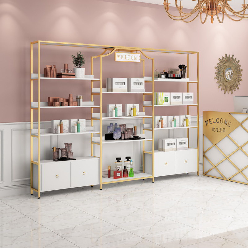 Cosmetics display cabinet display rack net red manicure shop rack display shelf light luxury beauty salon product showcase