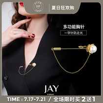 JAY imitation pearl pin word pin pin pin brooch female anti-light neckline high-grade buckle pin v-neck accessories simple