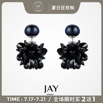 JAY double-sided black stud earrings womens high-end earrings cool 2021 new fashion exquisite high-end temperament earrings