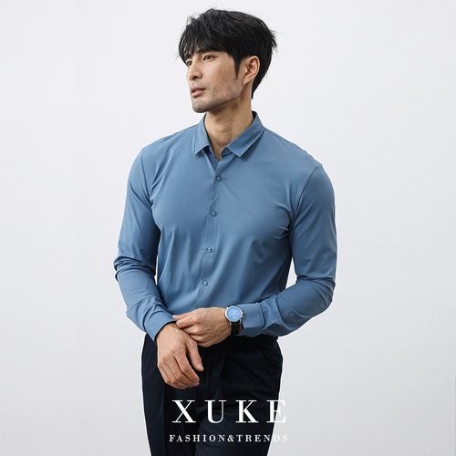 Шелковая рубашка в английском стиле для отдыха, осенняя, облегающий крой