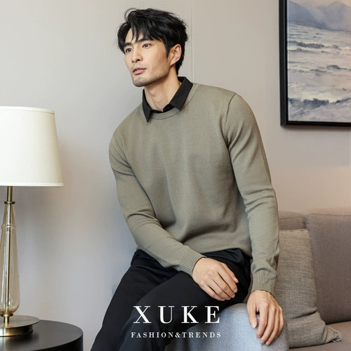 Рубашка, комплект, мужской демисезонный трендовый трикотажный цветной приятный телу свитер, увеличенная толщина, изысканный стиль