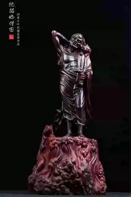 Indian small leaf red sandalwood knife hand-carved wood carving dedicated to Buddha statue living room porch large root carving agarwood ornaments