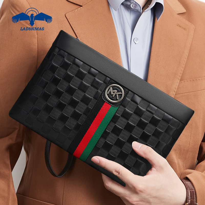 2022 new men's handbag luxury leather cowhide tide envelope bag clutch bag men's bag fashion light luxury clutch bag