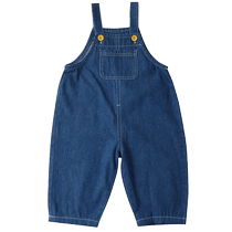 Xia Sheng large pocket overalls boys and girls pure cotton denim trousers baby all-match pants childrens autumn clothing new style