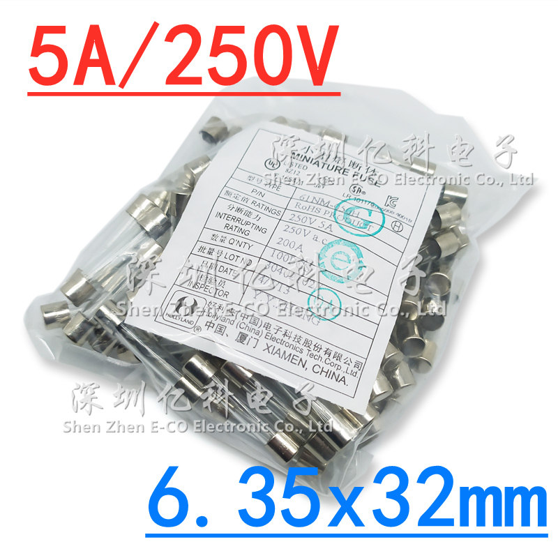 F5AL250V原装好利来6x32玻璃保险丝管 61NM-050H 快熔断 5A/250V