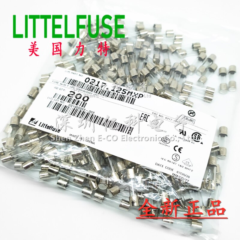 F125mAL50VP美国力特5*20玻璃保险丝管125mA/250V快熔0217.125mxp