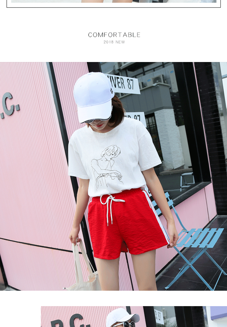 Thể thao quần short nữ mùa hè 2018 sinh viên mới Hàn Quốc phiên bản của hoang dã cao eo là mỏng kích thước lớn bông và vải lanh chân rộng ... thời trang công sở nữ