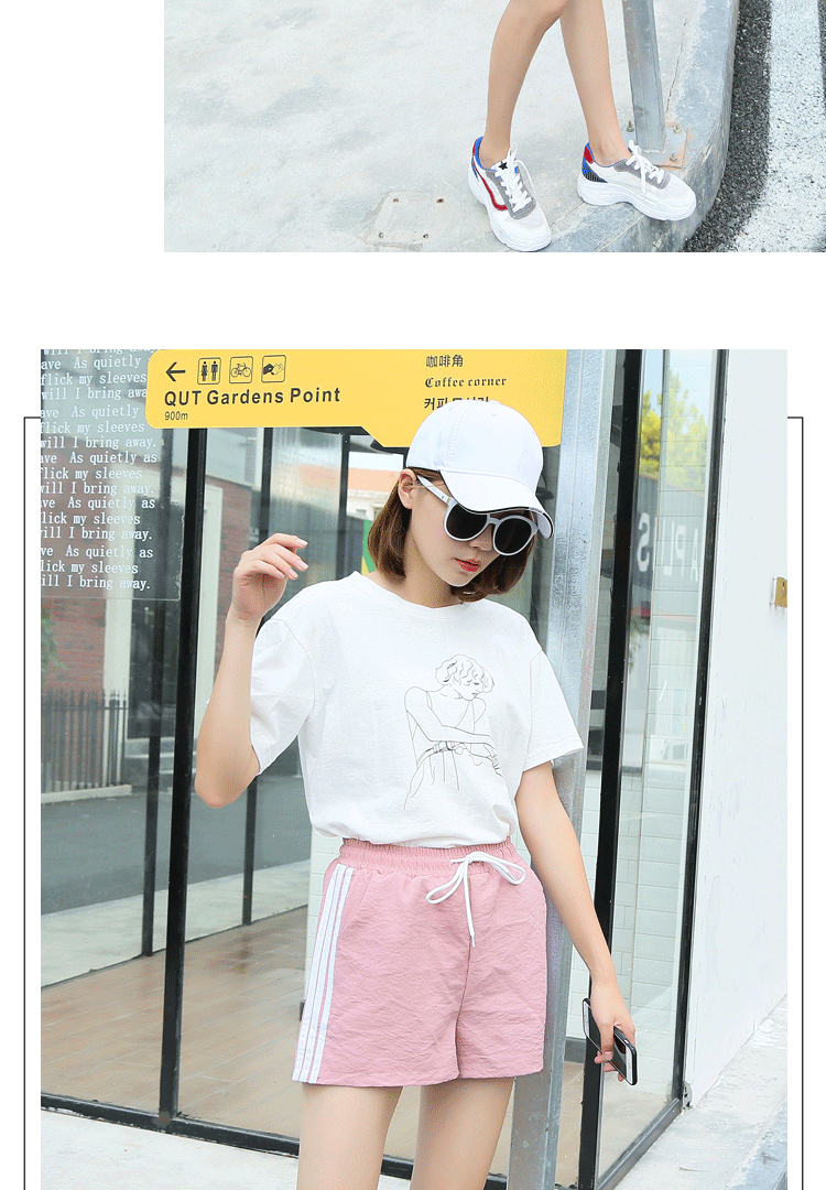 Thể thao quần short nữ mùa hè 2018 sinh viên mới Hàn Quốc phiên bản của hoang dã cao eo là mỏng kích thước lớn bông và vải lanh chân rộng ... thời trang công sở nữ