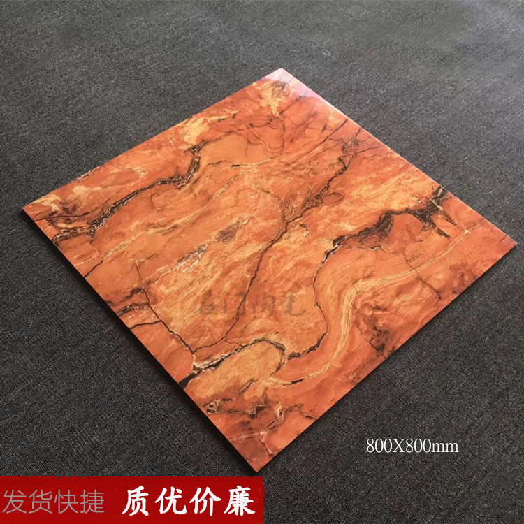 Pan Red Dark Tiles Rosin Tattoo 80x80 Floor Tiles Livingroom Floor Brick Bedroom Non-slip Wear and glazed background wall