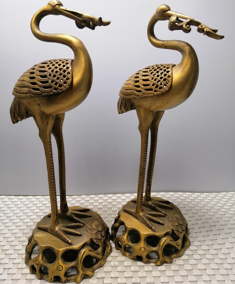 Antique copper crafts imitate old home office decoration fittings pure brass crane pair