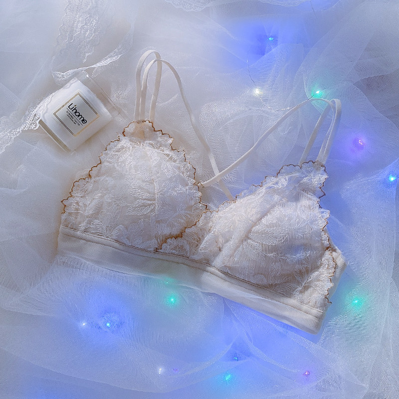 Summer lingerie women's small breasts gathered ultra-thin small breast girl lace sexy beauty back French triangle cup bra