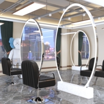 Net Red Beauty Hair Shop Mirror Hair Salon Special with lamp stainless steel haircut mirror single double-sided floor type haircut mirror table