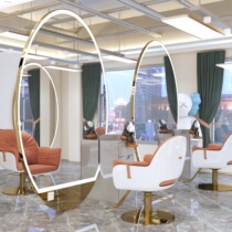 Net Red Big Round Mirror Beauty Hair Shop Mirror Desk Single-Sided Floor Mirror Nordic Wind Hairdresden Hair Salon Meme Hair Salon Special