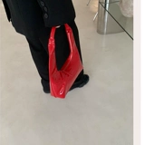 Небольшая дизайнерская ретро глянцевая красная сумка на одно плечо, Южная Корея