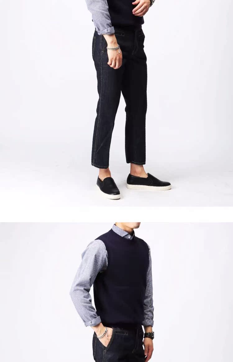 Áo dệt kim cổ tròn không tay Vest Joker Thời trang công sở ấm áp Mặc Hàn Quốc Mua sắm nam chính hãng ao khoac len nam