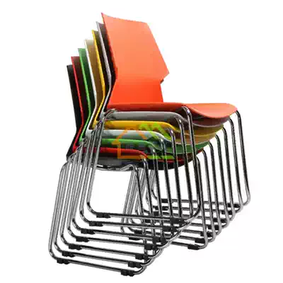Stacking training chair Office chair Export conference chair Plastic steel plastic backrest School canteen dining chair Bow foot negotiation chair