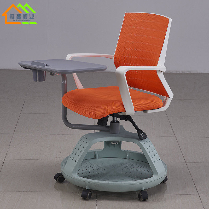 Orange training chair with large writing board student wisdom desk chair integrated chair lift office chair pulley conference chair