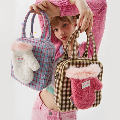 Лола дизайн плюшевые перчатки милая мао -стена лаурет сумка маленькая сумка ниша с крестикой, пересекающая сумочка