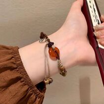 New Chinese style red safety buckle braided bracelet for women Chinese style niche design high-looking ethnic style hand jewelry