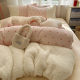Thickened Milk Velvet Four-Piece Set, Winter Warm Double-Sided Coral Velvet Bedding, Fitted Sheet, Duvet Cover, Three-Piece Set