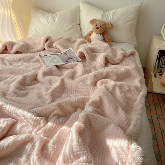Winter Thickened Lamb Fleece Blanket, Office Nap Blanket, Coral Fleece Shawl, Sofa Air Conditioning Cover Blanket, Quilt