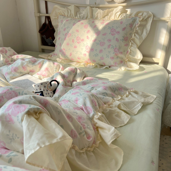 Class a Pure Cotton Four-Piece Bedding Set 100% Cotton New Style Fresh Duvet Cover Bed Sheet Quilt Cover Student Dormitory Three-Piece Set