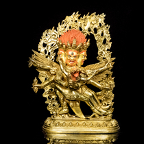 Tibetan Buddhist supplies imitate Nepal handmade all gilt bronze tantric Guardian Buddha statue Puba King Kong 9 inches