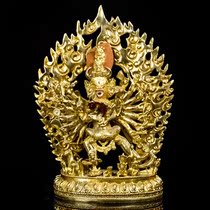 Buddhist tantric ornaments imitating Nepal gold-plated double body Dawei King Kong Guardian statue Buddha statue ornaments 34cm high